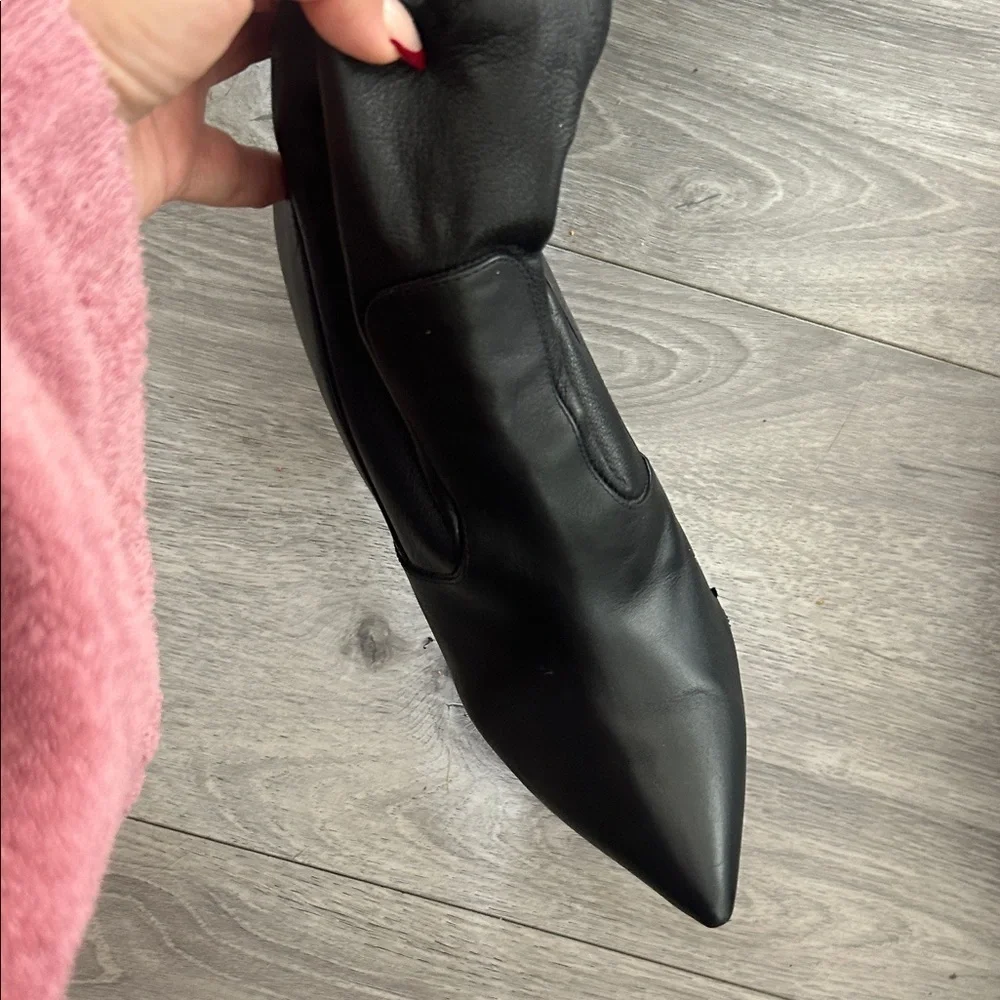 AMANDA GREGORY Lamb Leather Black Over-the-Knee Stiletto Boots Sz 38